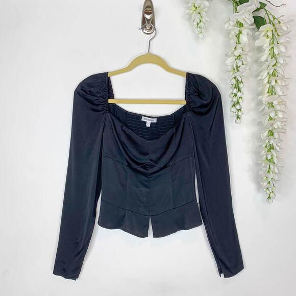 NWT GOOD AMERICAN Too Tempted Satin Corset Top whimsigoth black 2k - Picture 9 of 9